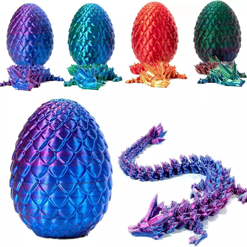 DragonEgg Poseable Figurine - 3D Printed Gem with Flexible Design