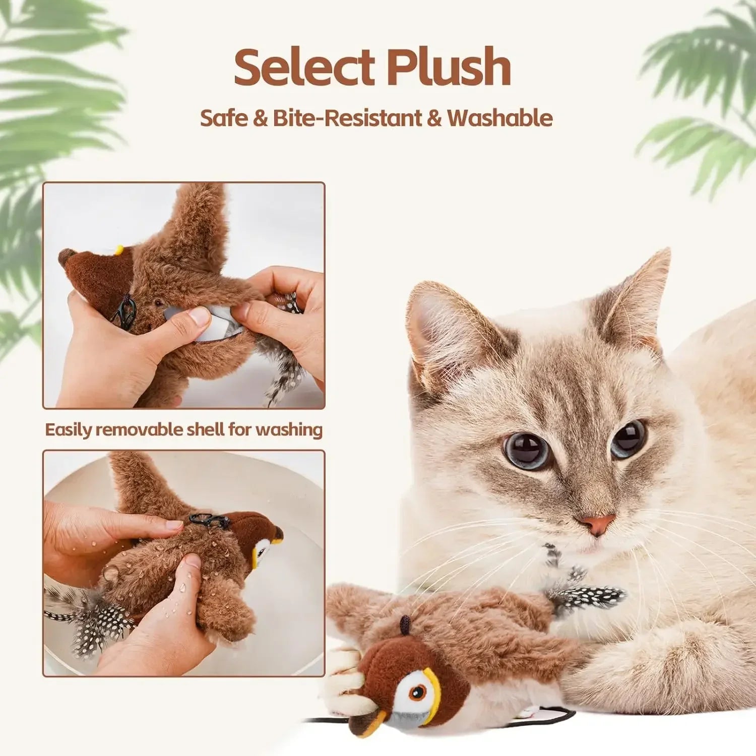 ChirpyBuddy Cat Toy: Rechargeable Chirping & Flapping Plush with Catnip