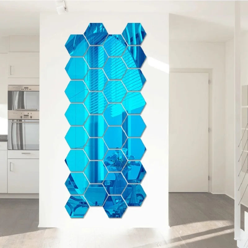 HexaReflect Mirror Stickers - Stylish Peel & Stick Wall Décor