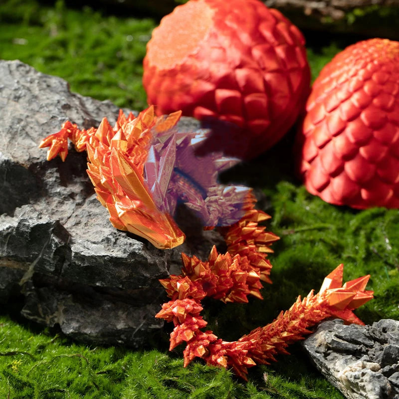 DragonEgg Poseable Figurine - 3D Printed Gem with Flexible Design