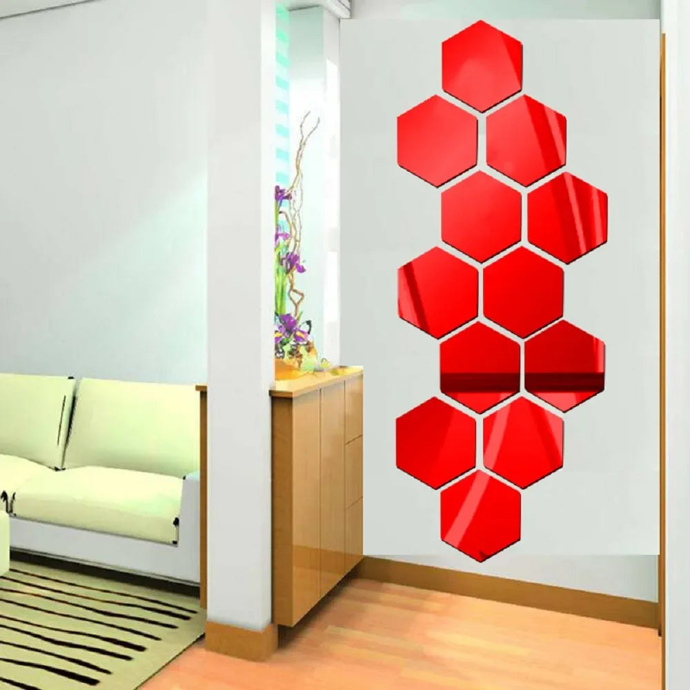 HexaReflect Mirror Stickers - Stylish Peel & Stick Wall Décor