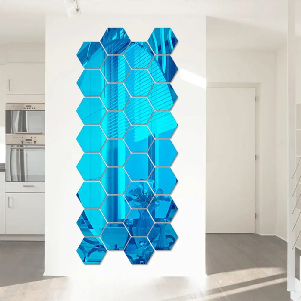 HexaReflect Mirror Stickers - Stylish Peel & Stick Wall Décor