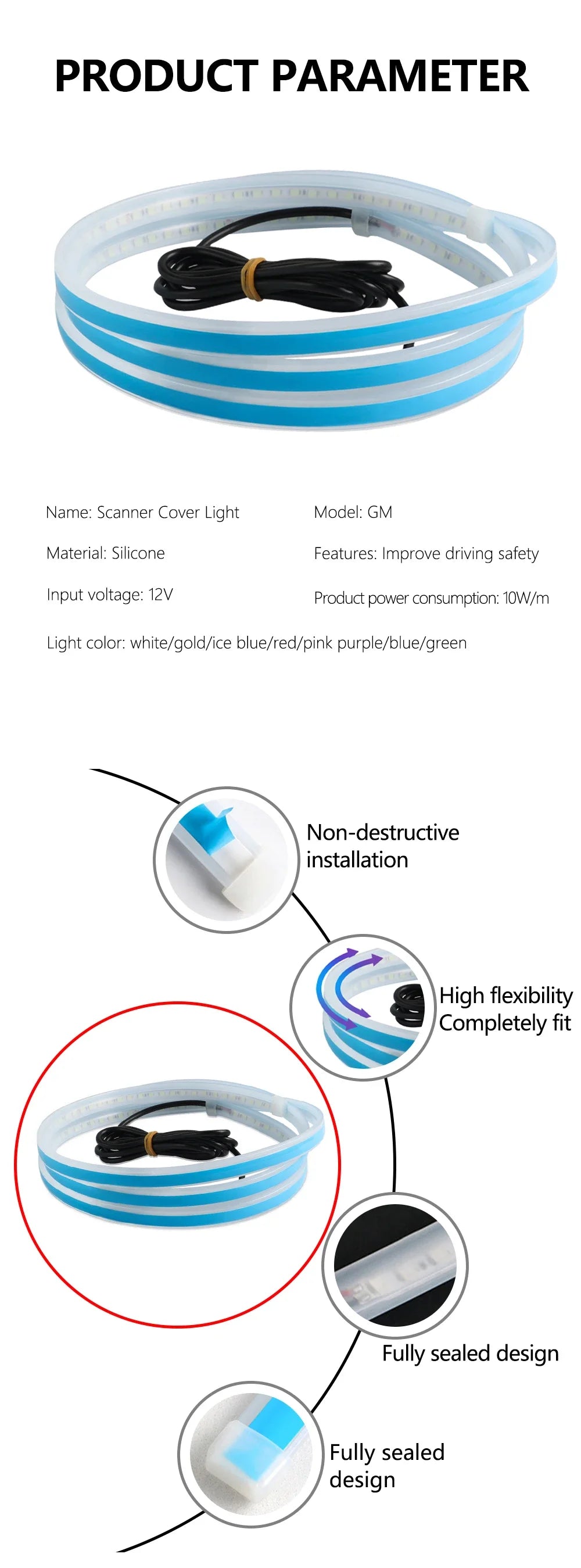 GlowGuide DRL | 150cm LED Car Hood Decorative Light (12V)