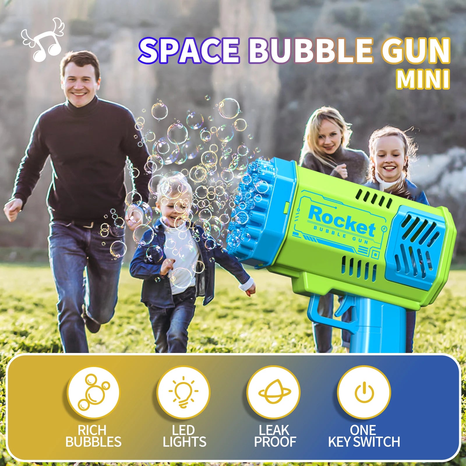 BubbleBlast Pro | 40-Hole Electric Bubble Gun with LED Light