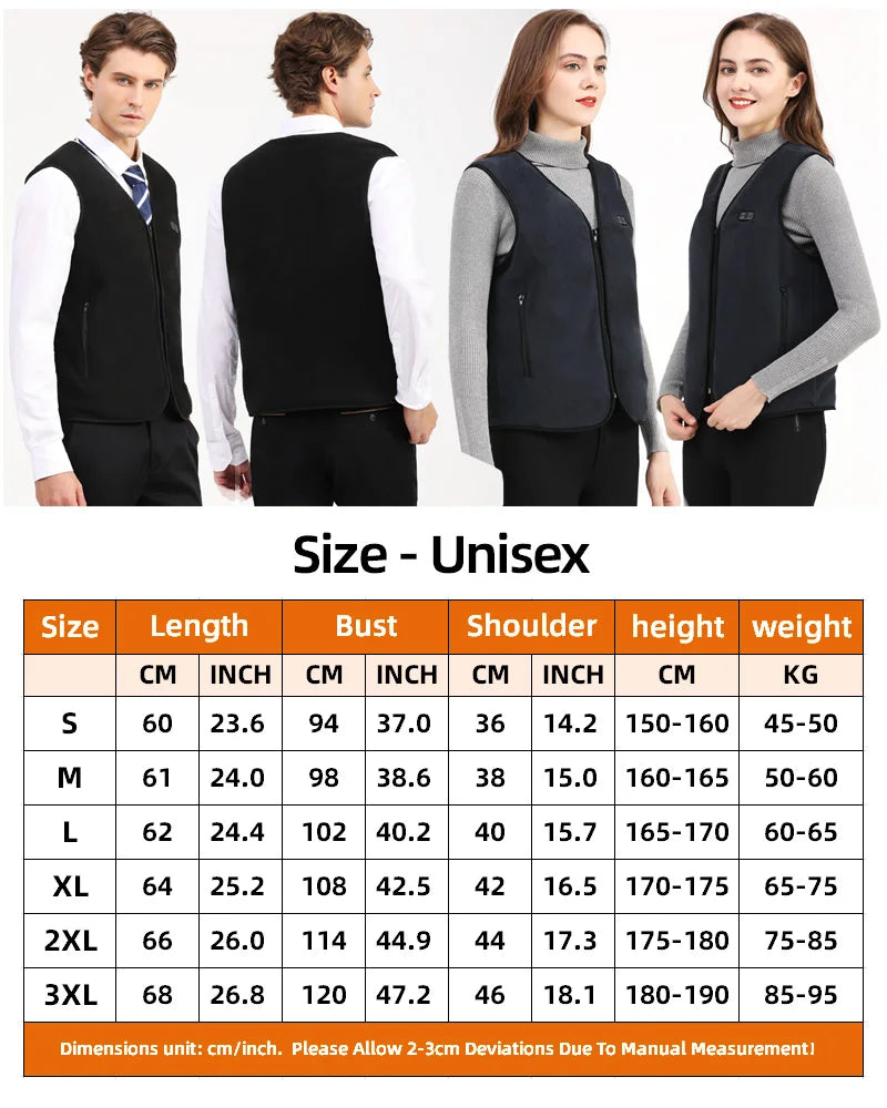 HeatZone Pro Vest - USB-Powered Heated Vest with 10 Customizable Zones