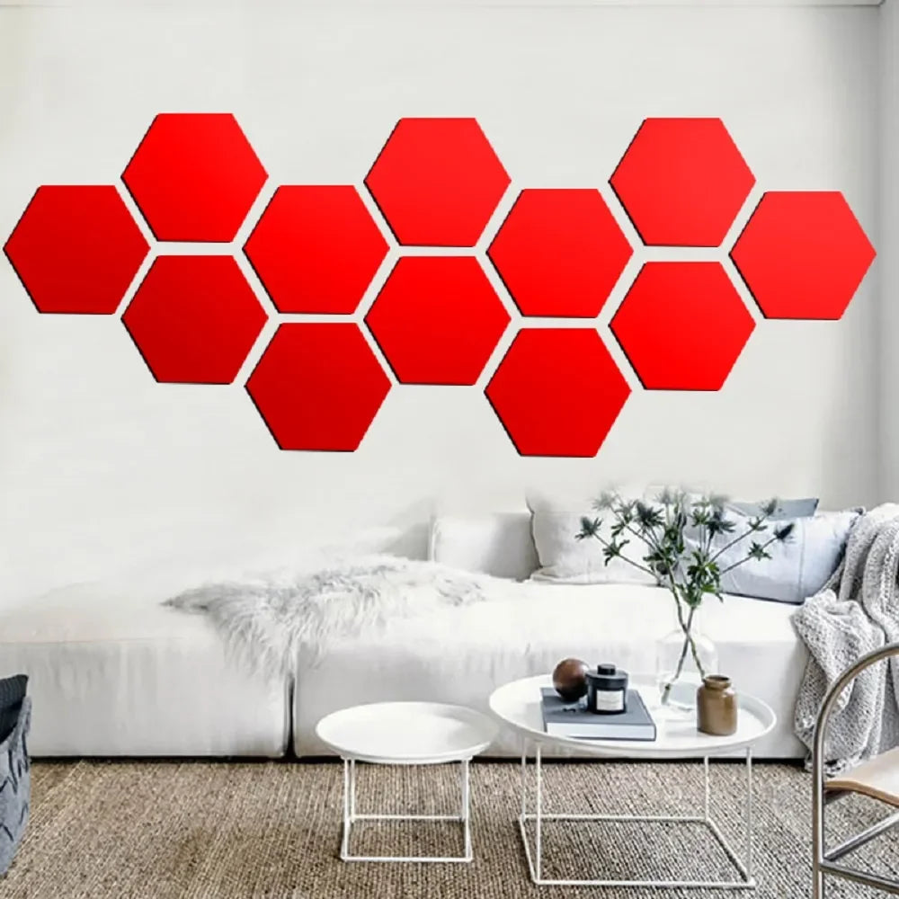 HexaReflect Mirror Stickers - Stylish Peel & Stick Wall Décor