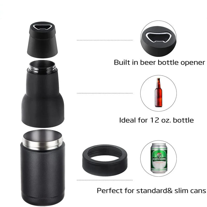 ChillMate 3-in-1 Stainless Steel Beer & Bottle Holder | Vacuum Insulated Cooler