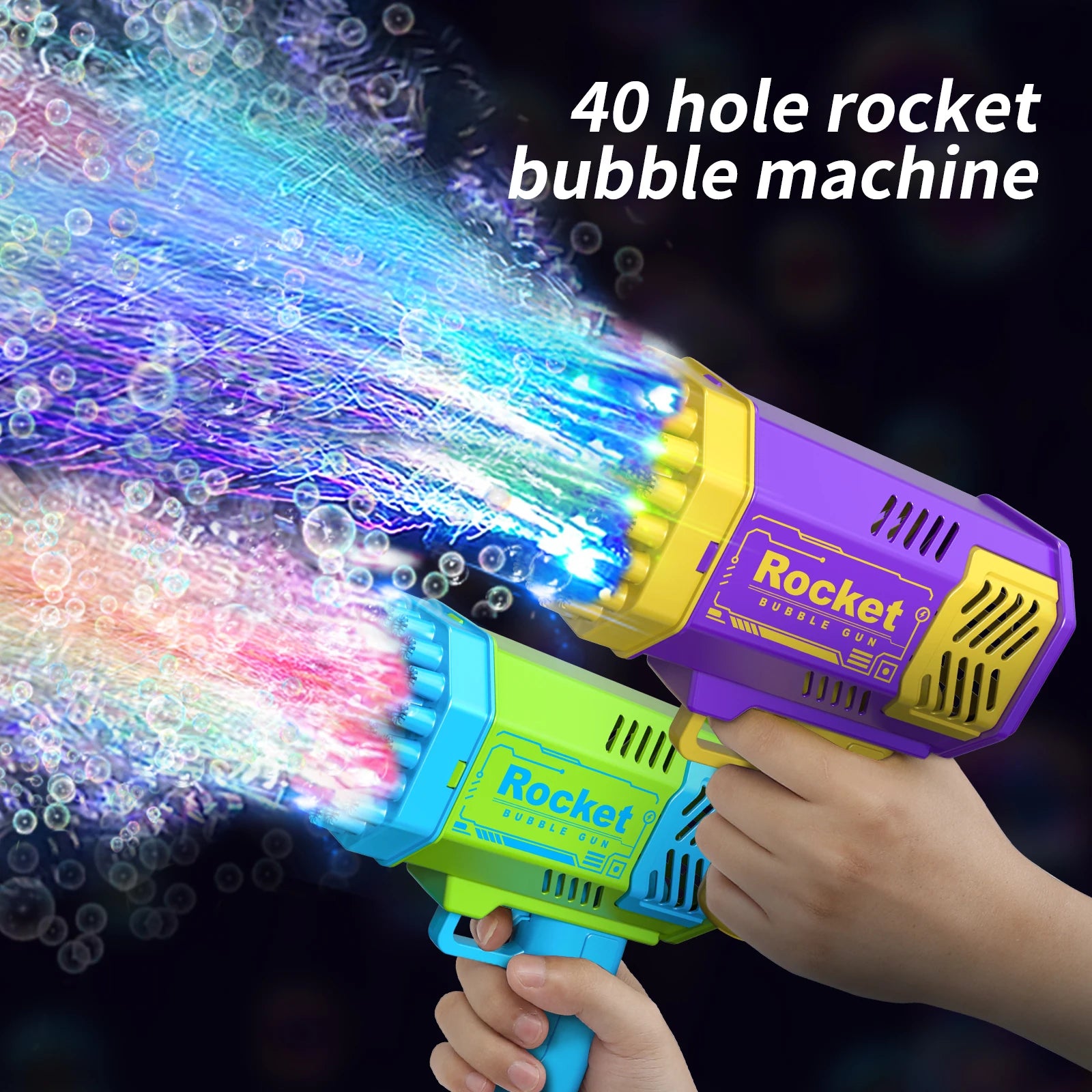 BubbleBlast Pro | 40-Hole Electric Bubble Gun with LED Light