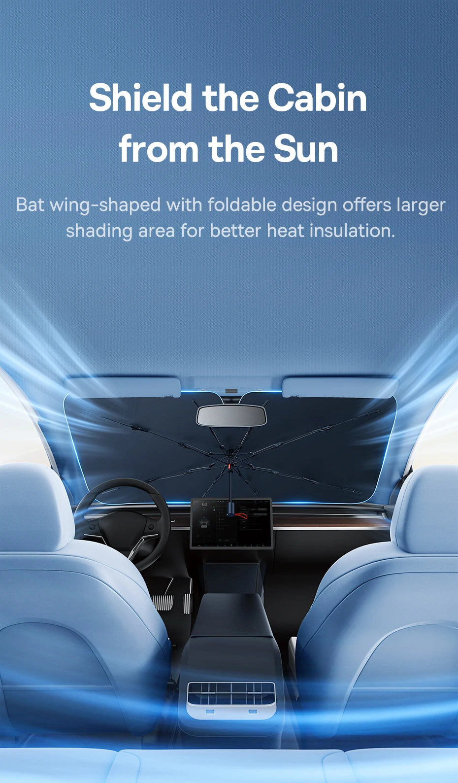 SunGuard Pro - Windshield Umbrella Sunshade for UV & Heat Protection