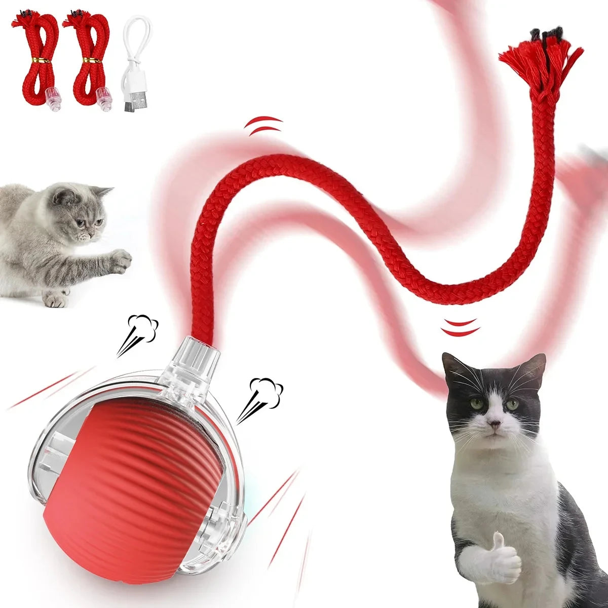 PurrPlay Smart Ball - USB Rolling Cat Toy for Endless Fun