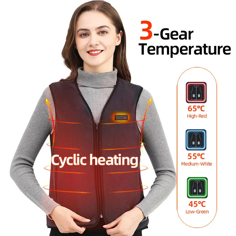 HeatZone Pro Vest - USB-Powered Heated Vest with 10 Customizable Zones