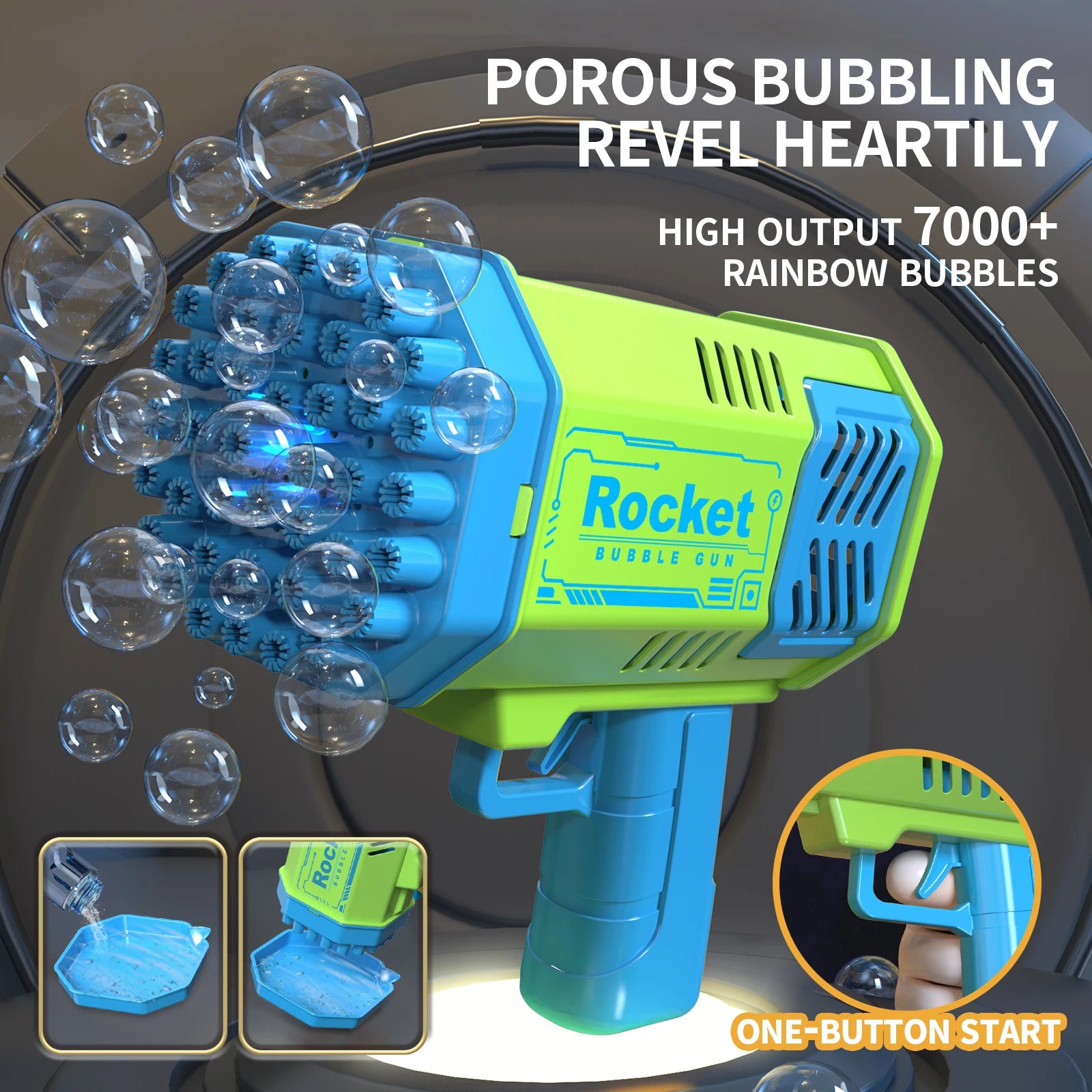 BubbleBlast Pro | 40-Hole Electric Bubble Gun with LED Light