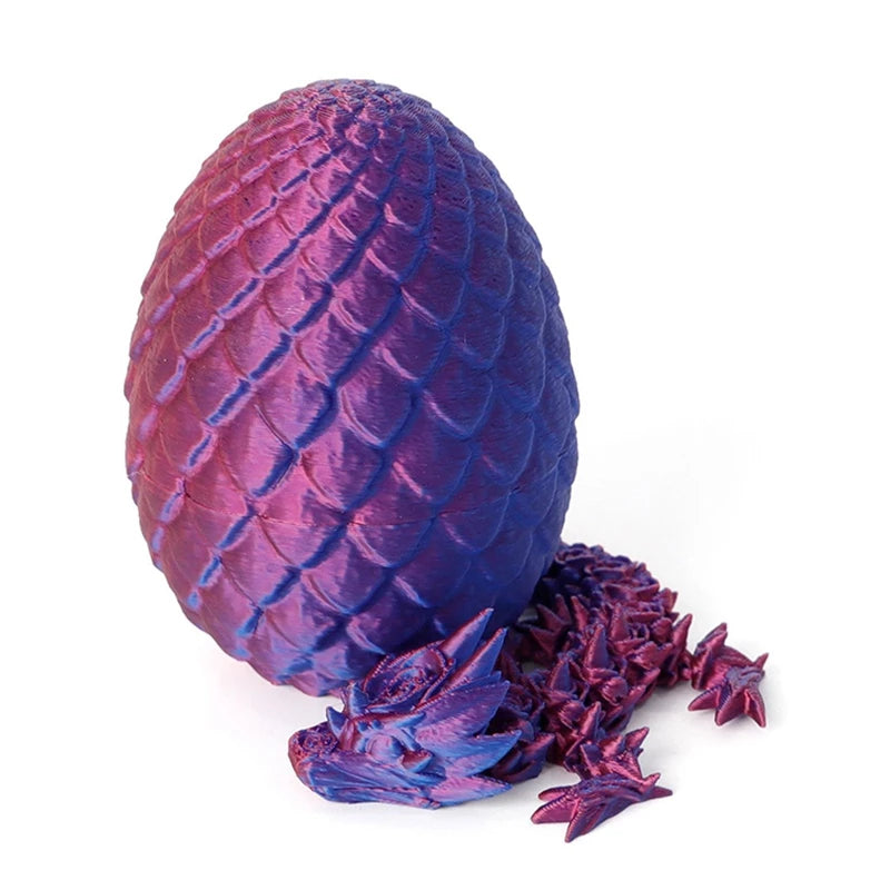 DragonEgg Poseable Figurine - 3D Printed Gem with Flexible Design