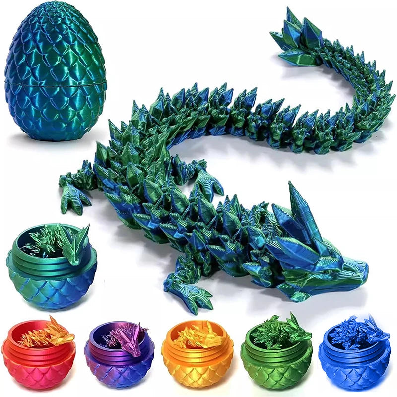 DragonEgg Poseable Figurine - 3D Printed Gem with Flexible Design