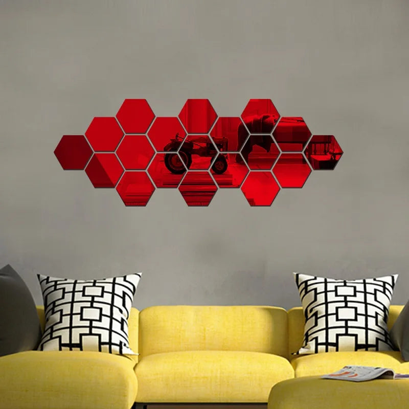 HexaReflect Mirror Stickers - Stylish Peel & Stick Wall Décor