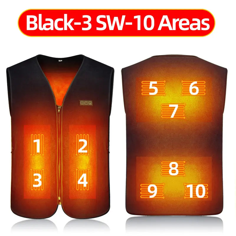 HeatZone Pro Vest - USB-Powered Heated Vest with 10 Customizable Zones