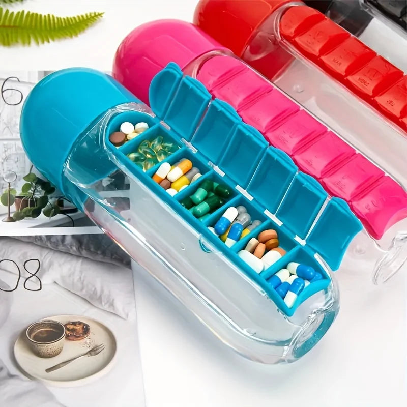 HydraPill Bottle | Portable Water Bottle with Built-in Pill Organizer