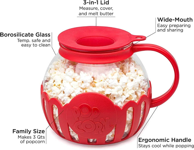 PopPro Glass Popcorn Maker - Eco-Friendly Snack Solution