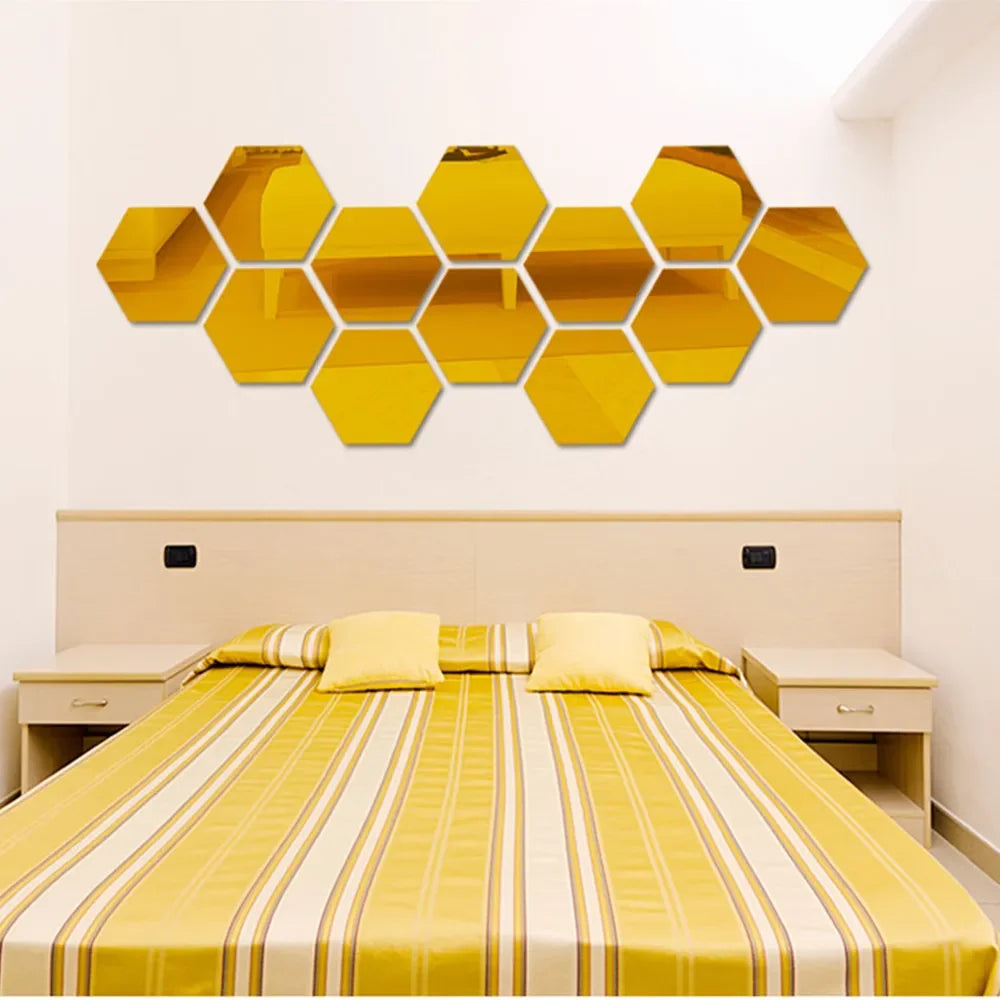 HexaReflect Mirror Stickers - Stylish Peel & Stick Wall Décor