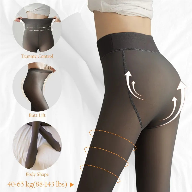 CozyGlam Stockings - Thermal Fleece Pantyhose for Winter Style