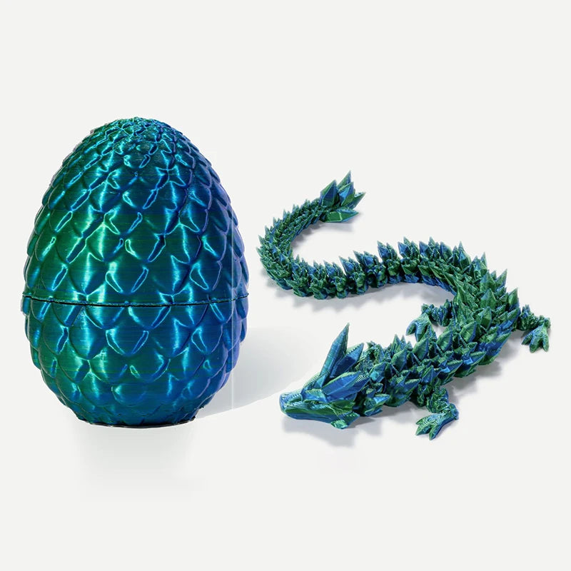 DragonEgg Poseable Figurine - 3D Printed Gem with Flexible Design