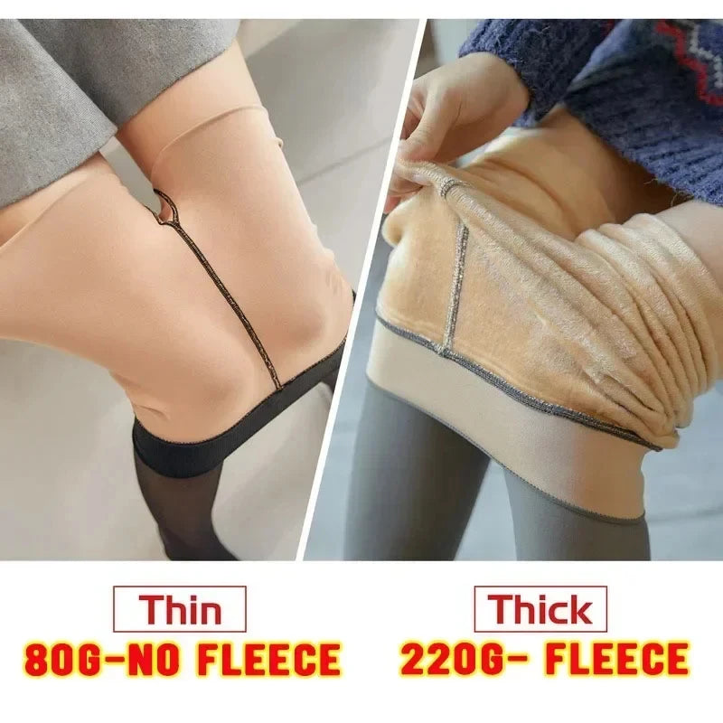 CozyGlam Stockings - Thermal Fleece Pantyhose for Winter Style