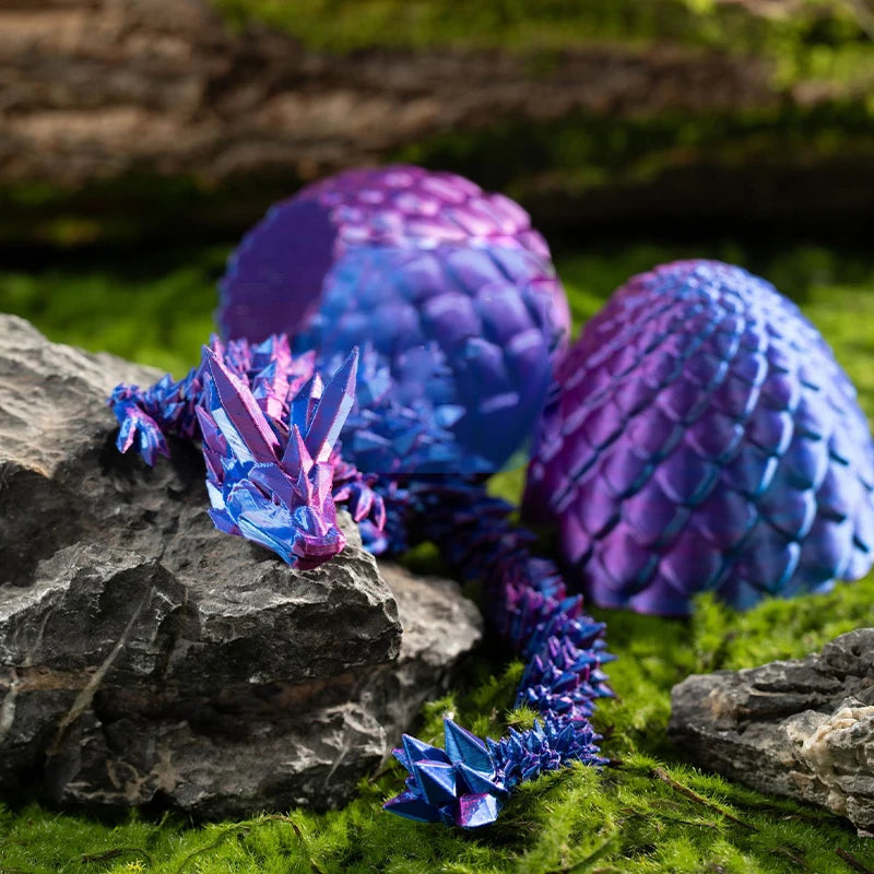 DragonEgg Poseable Figurine - 3D Printed Gem with Flexible Design