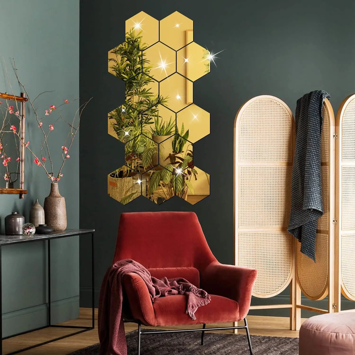 HexaReflect Mirror Stickers - Stylish Peel & Stick Wall Décor