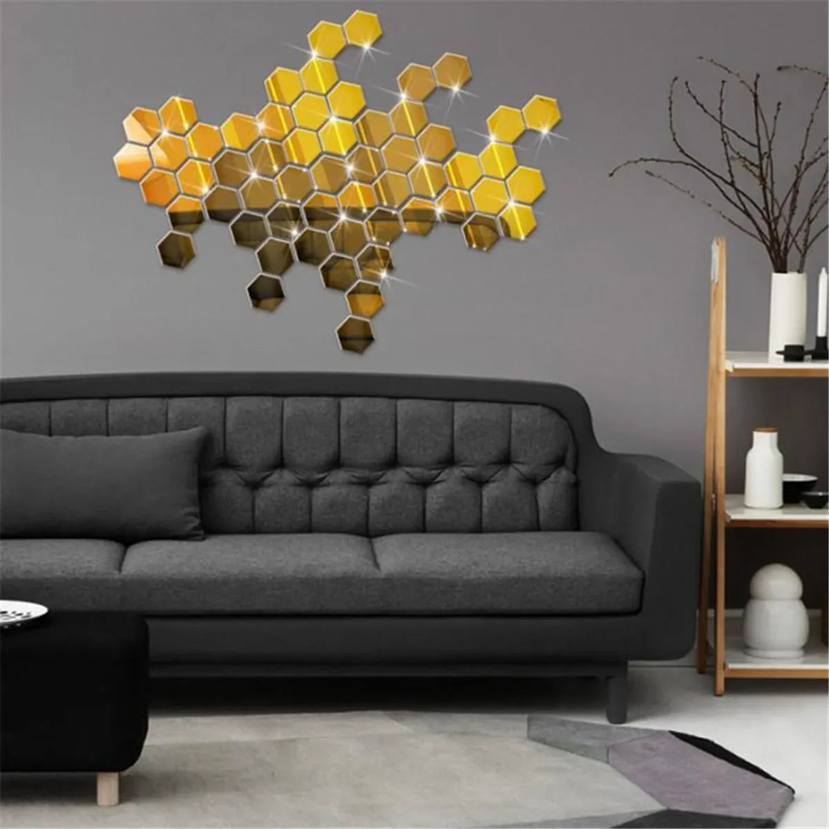 HexaReflect Mirror Stickers - Stylish Peel & Stick Wall Décor