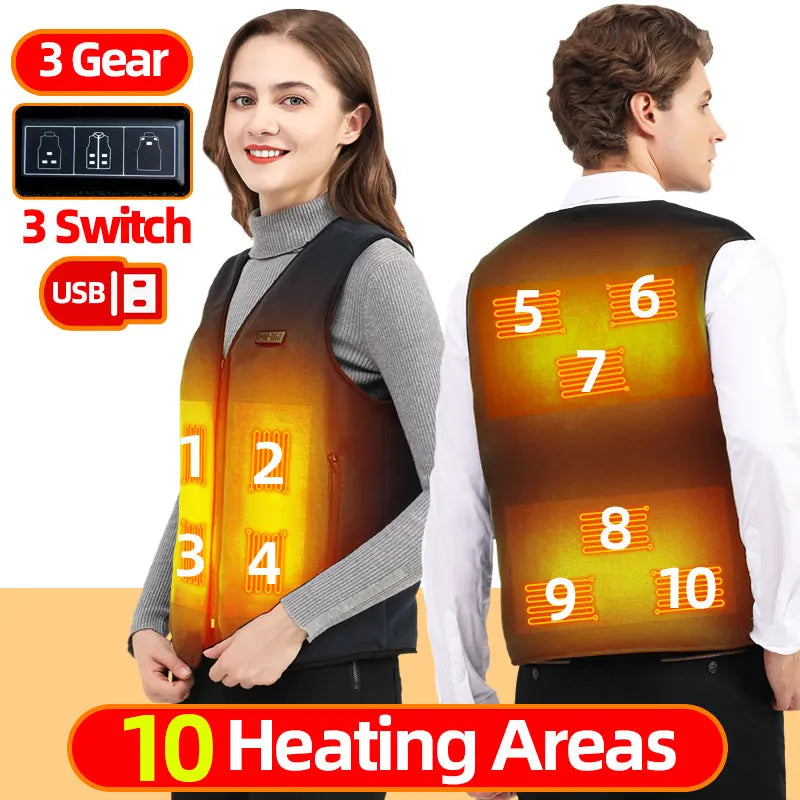 HeatZone Pro Vest - USB-Powered Heated Vest with 10 Customizable Zones