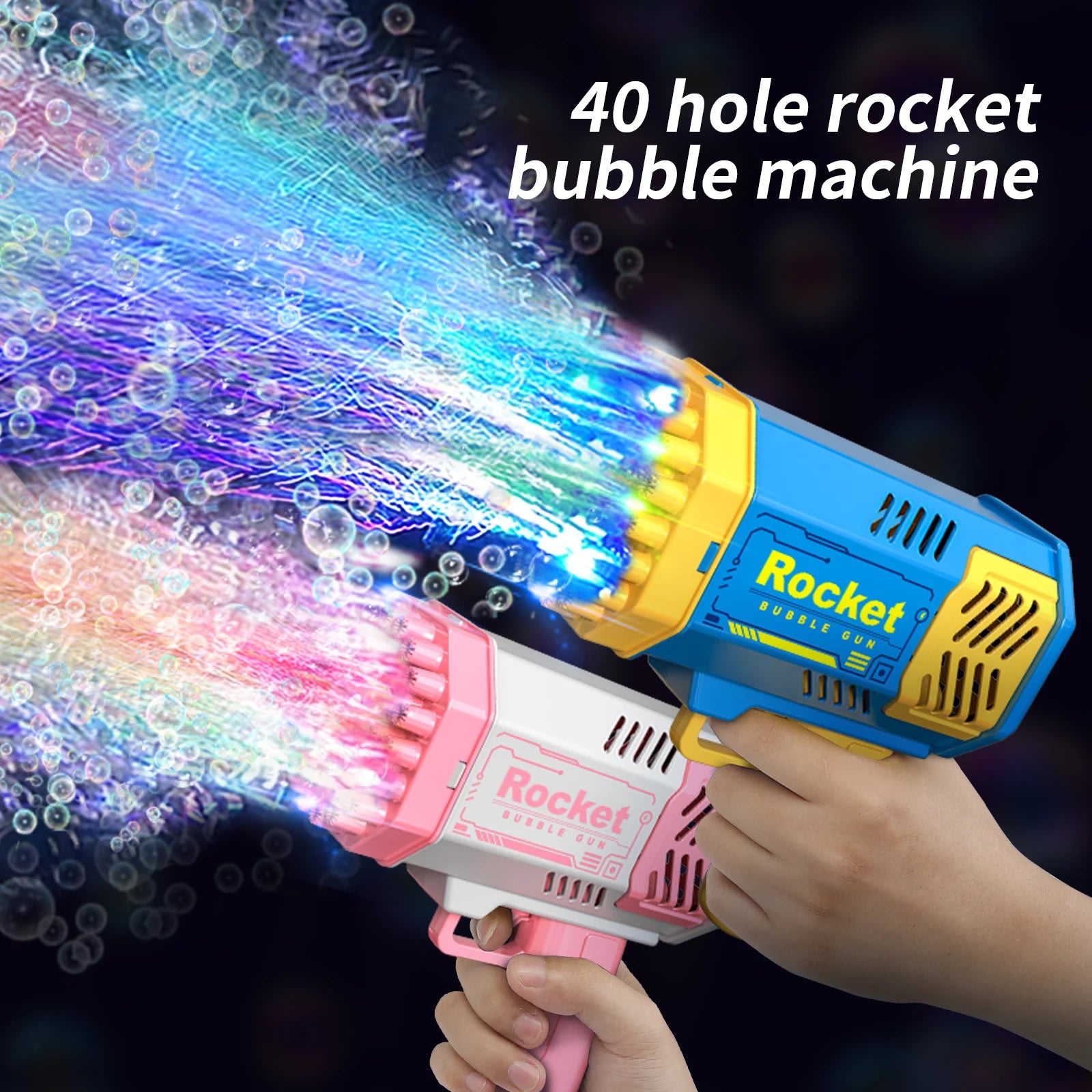 BubbleBlast Pro | 40-Hole Electric Bubble Gun with LED Light