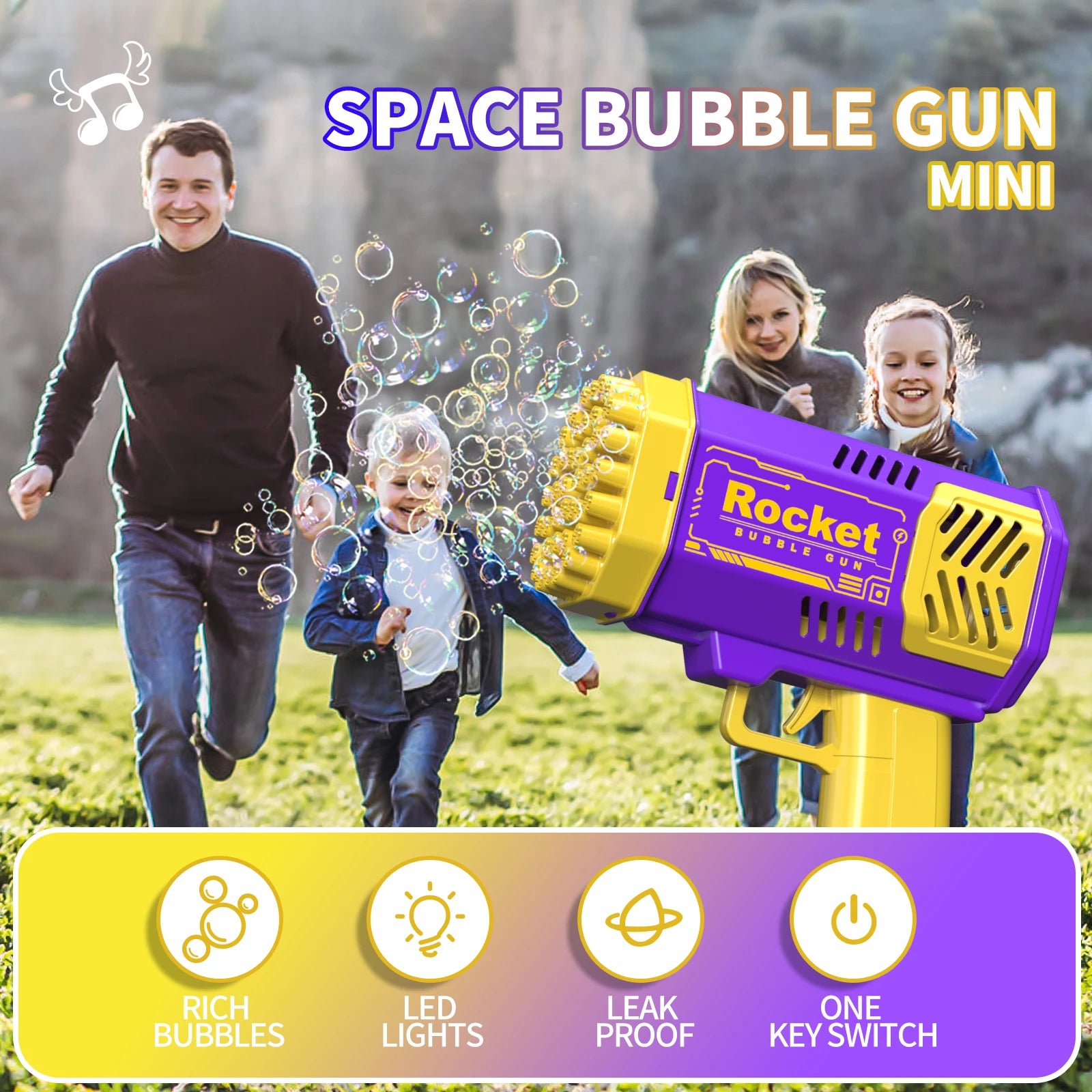 BubbleBlast Pro | 40-Hole Electric Bubble Gun with LED Light