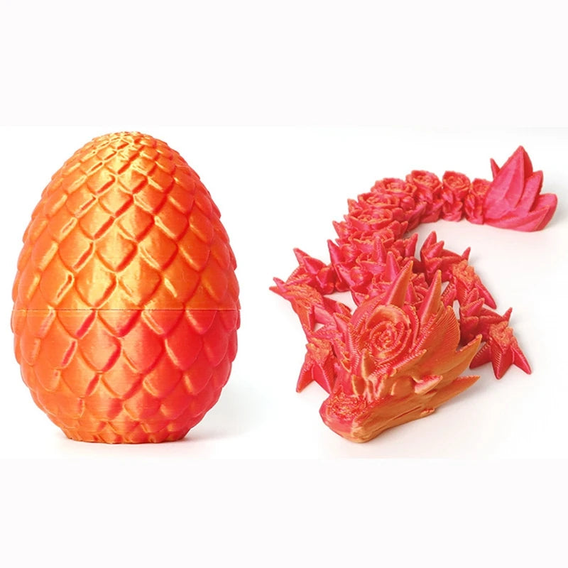 DragonEgg Poseable Figurine - 3D Printed Gem with Flexible Design