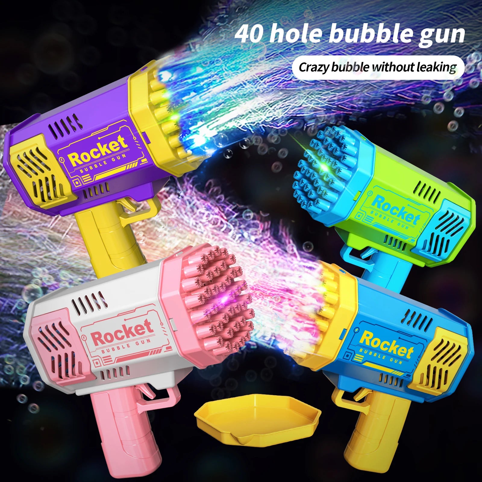 BubbleBlast Pro | 40-Hole Electric Bubble Gun with LED Light