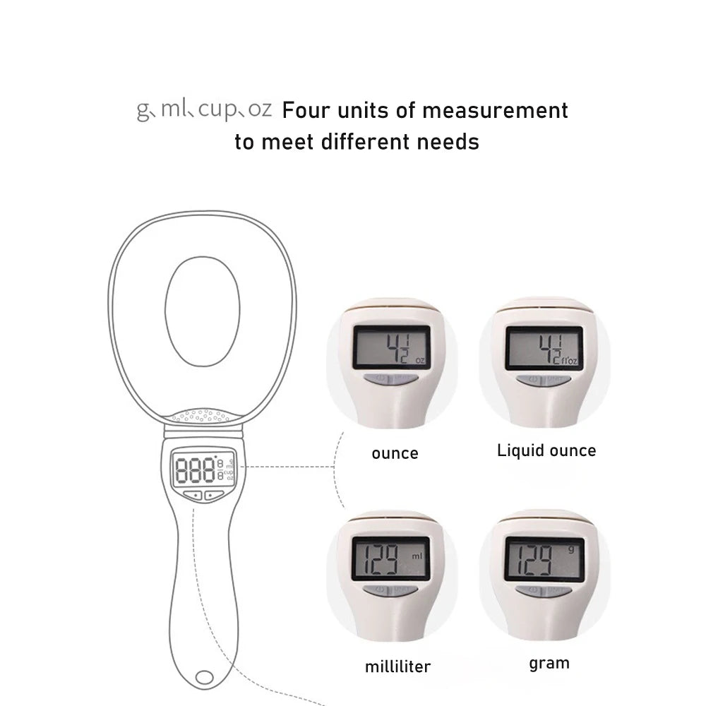 Digital Pet Food Measuring Spoon Scale - LCD Display, Battery Included